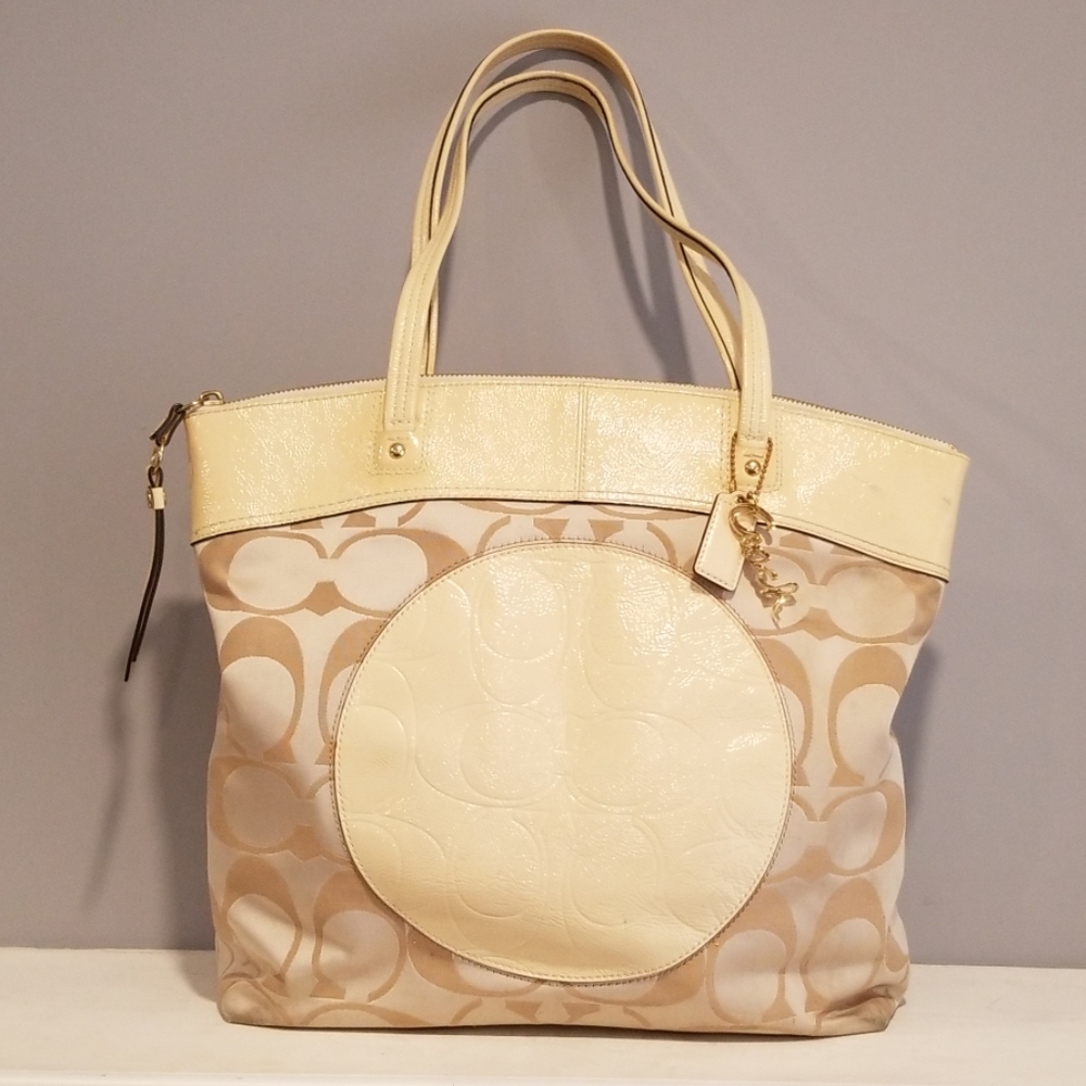 Coach Signature Laura Tote w/ Patent Leather Trim